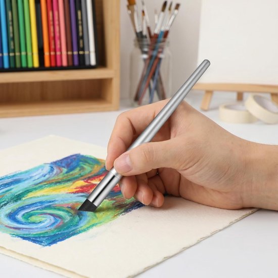 Oliepastel mengstift kunstenaar blending tool met schraper, herbruikbare sponsstift voor nauwkeurig mengen en kleurverloop bij schetsen en olieverfschilderijen — afbeelding 5