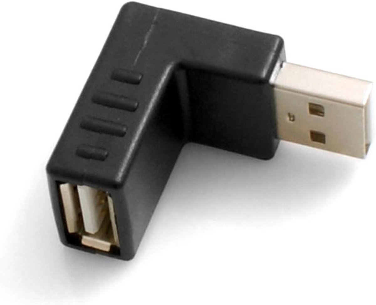 USB type A ingang naar USB type A stekker 90° neerwaartse hoek links gehoekte adapterkabel adapterstekker adapter