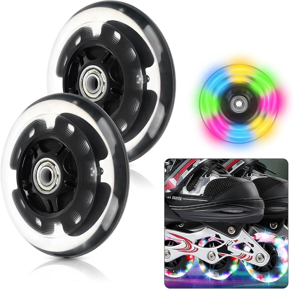 2 stuks lichtgevende wielen, scooter- en scooterwielen, 100 mm, vervanging met ABEC-9, voor stuntstep