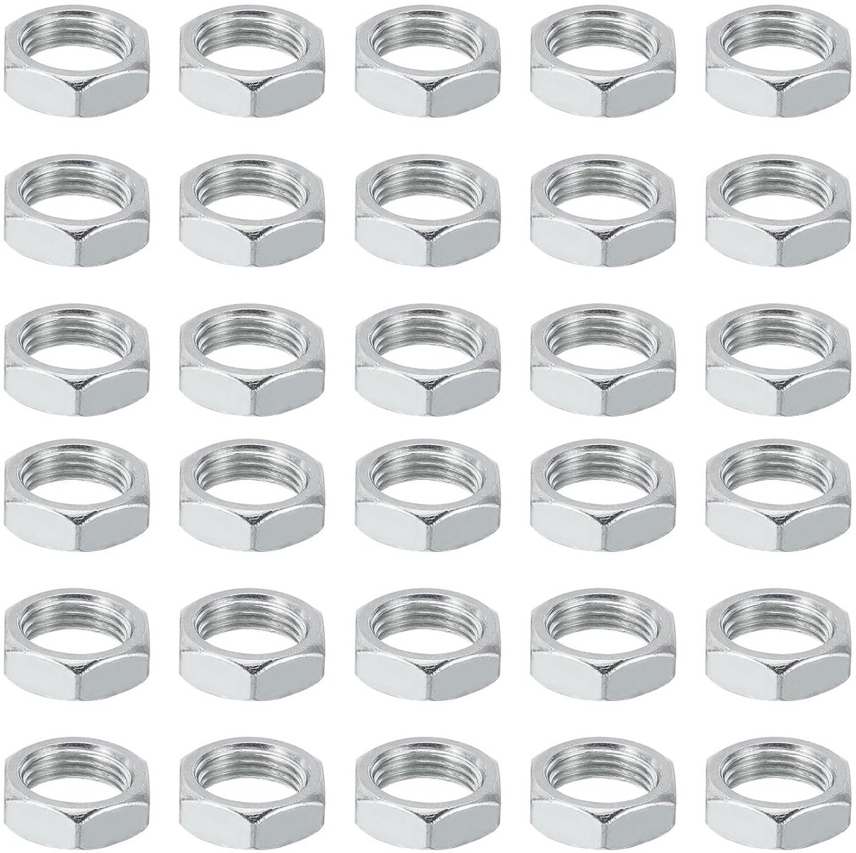 M18 x 1,5 stalen zeskantmoeren, 30 stuks, metrische schroefdraad, gegalvaniseerd, hardware, moeren, schroeven, schroeven, apparaten, bevestiging voor lampen, machines, onderhoud, 8 mm hoogte
