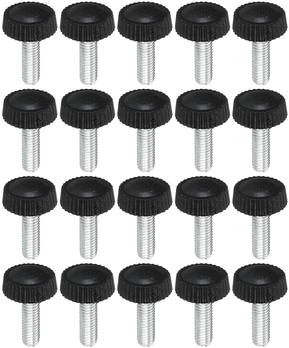 M5 x 16 mm gekartelde duimschroeven, verpakking van 20 stuks, buitendraad, ronde klemmen, schroeven, knoppen, handgreepbouten, montagesluitingen voor verlichting, meubels, hardware, zwart