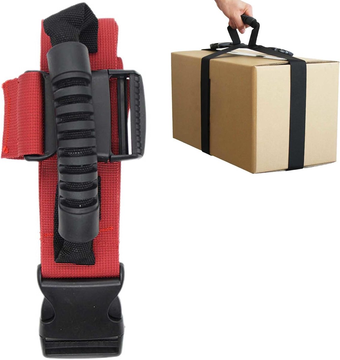 draagriem met handvat, Cross Style RedHandheld nylon riem voor eenvoudig tillen, bewegende hulp-riemen voor dozen, bagage, boodschappen