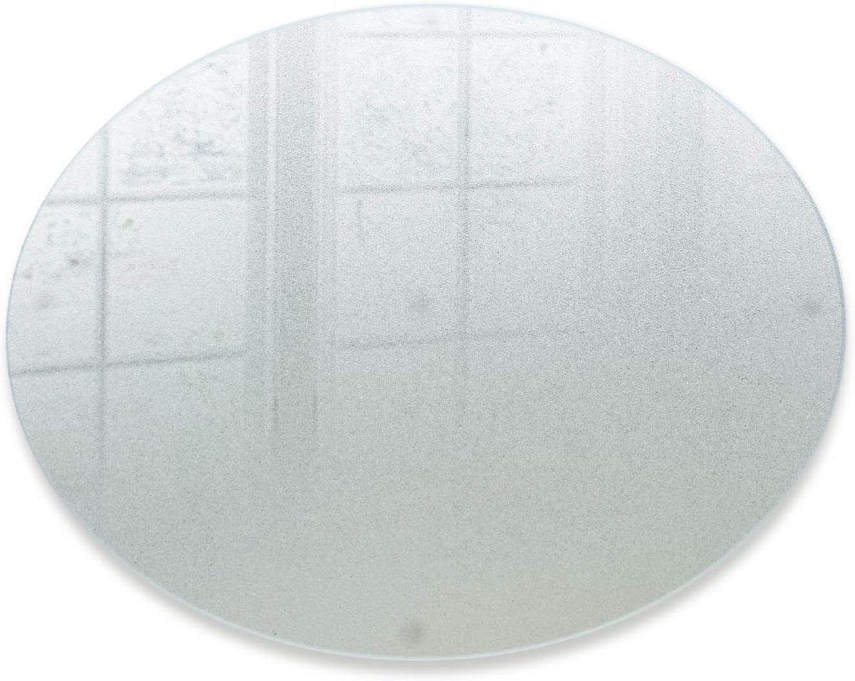 Snijplank 30 cm | Rronde| Gehard Glas | Krasbestendig |Melkglas | Hittebestendig | Makkelijk Schoon te Maken | voor de Keuken | Matglas | Met Antislip Siliconen Voeten