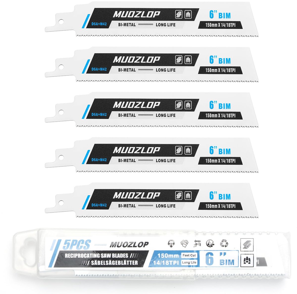 Reciprozaagbladen set 150mm - 14/18 TPI - voor metaal - ideaal voor precisiewerk - SnelShoppen