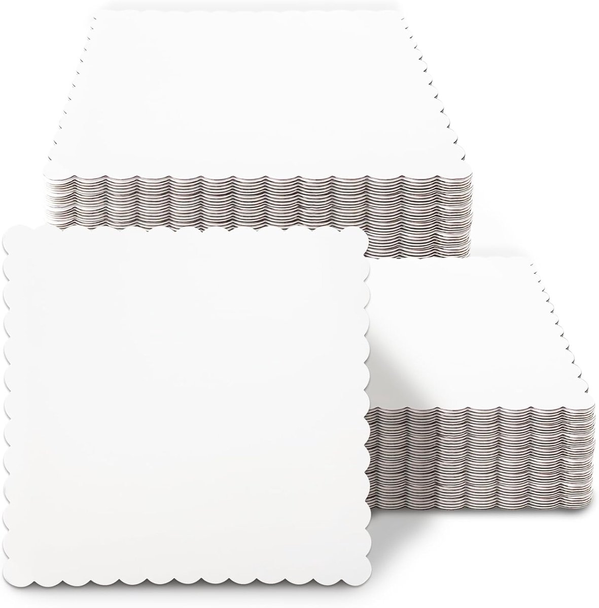 15 stuks witte vierkante taartplateaus 17,78 cm golvende randen basis voedselveilig karton taartplaat (17,78 cm, dun en toch stabiel)