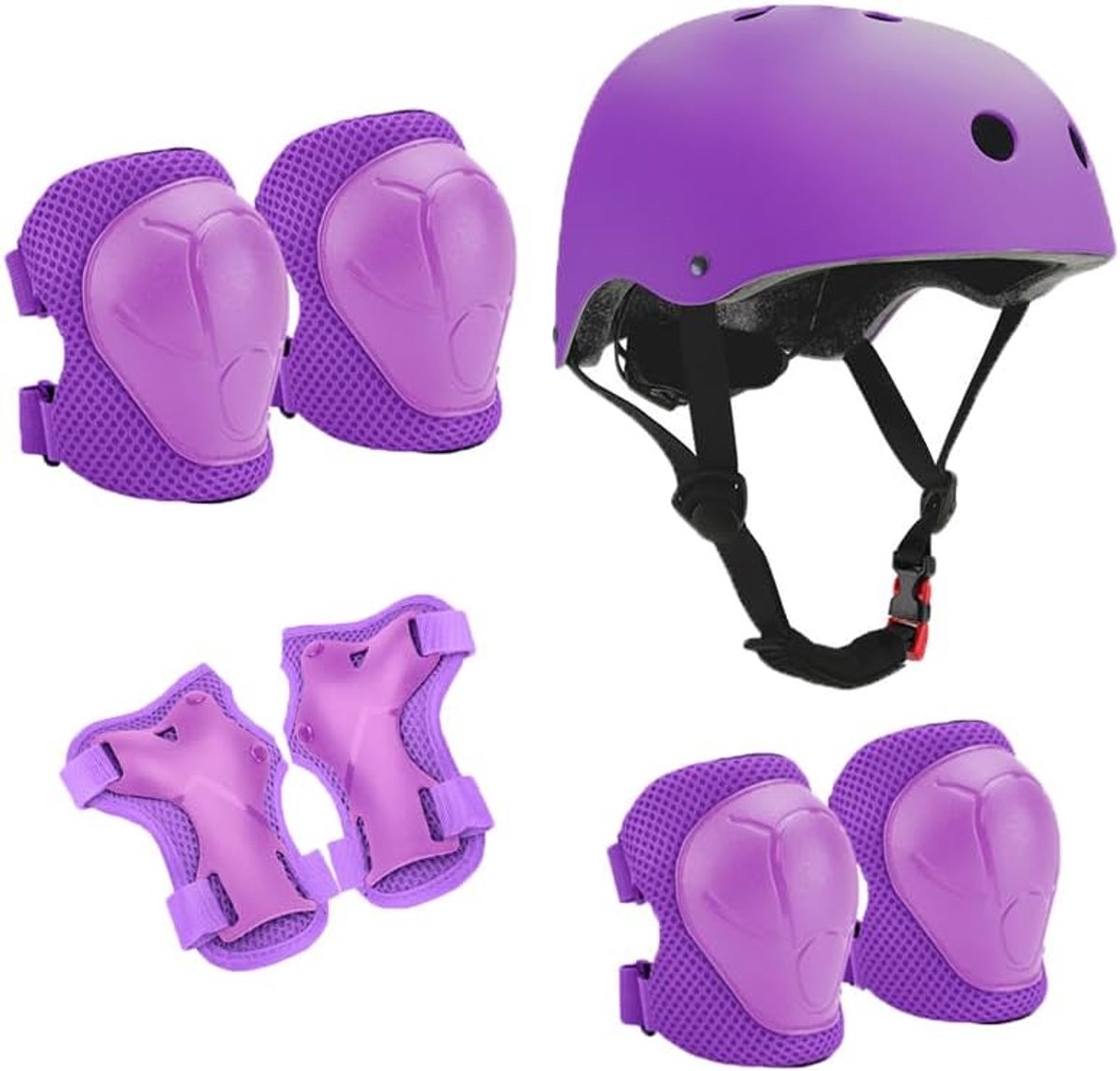 Kinderkniebeschermerset met helm, beschermerset voor kinderen van 3-10 jaar, kniebeschermers voor kinderen, knie- en elleboogbeschermers voor kinderen, inline beschermingsuitrusting voor