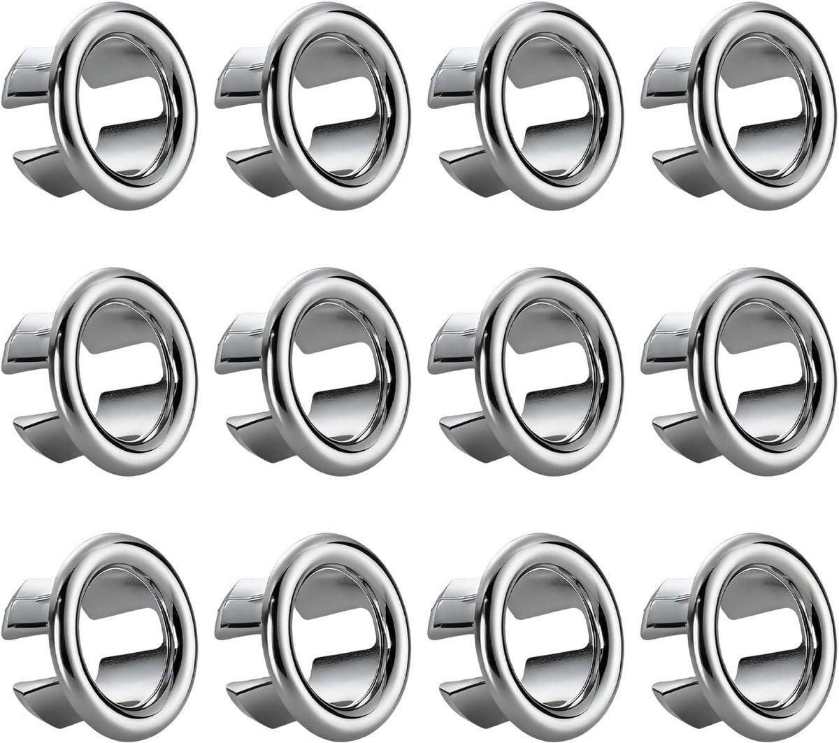 12 stuks gootsteen overloop ring, 30 mm ronde badkamer wastafel gat trim kleine ijdelheid wastafel overloop cap, holle gat insert reserveonderdelen voor keuken wastafel vervanging