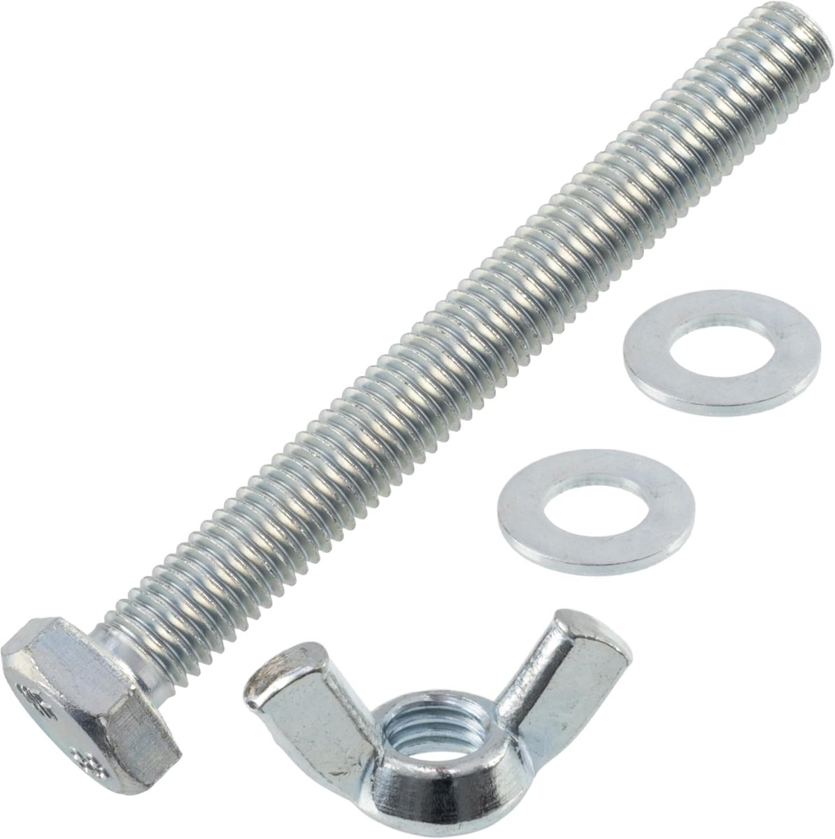 Vleugelmoeren M10 + 20 platte ringen + 10 zeskantbouten M10x90 mm | van staal