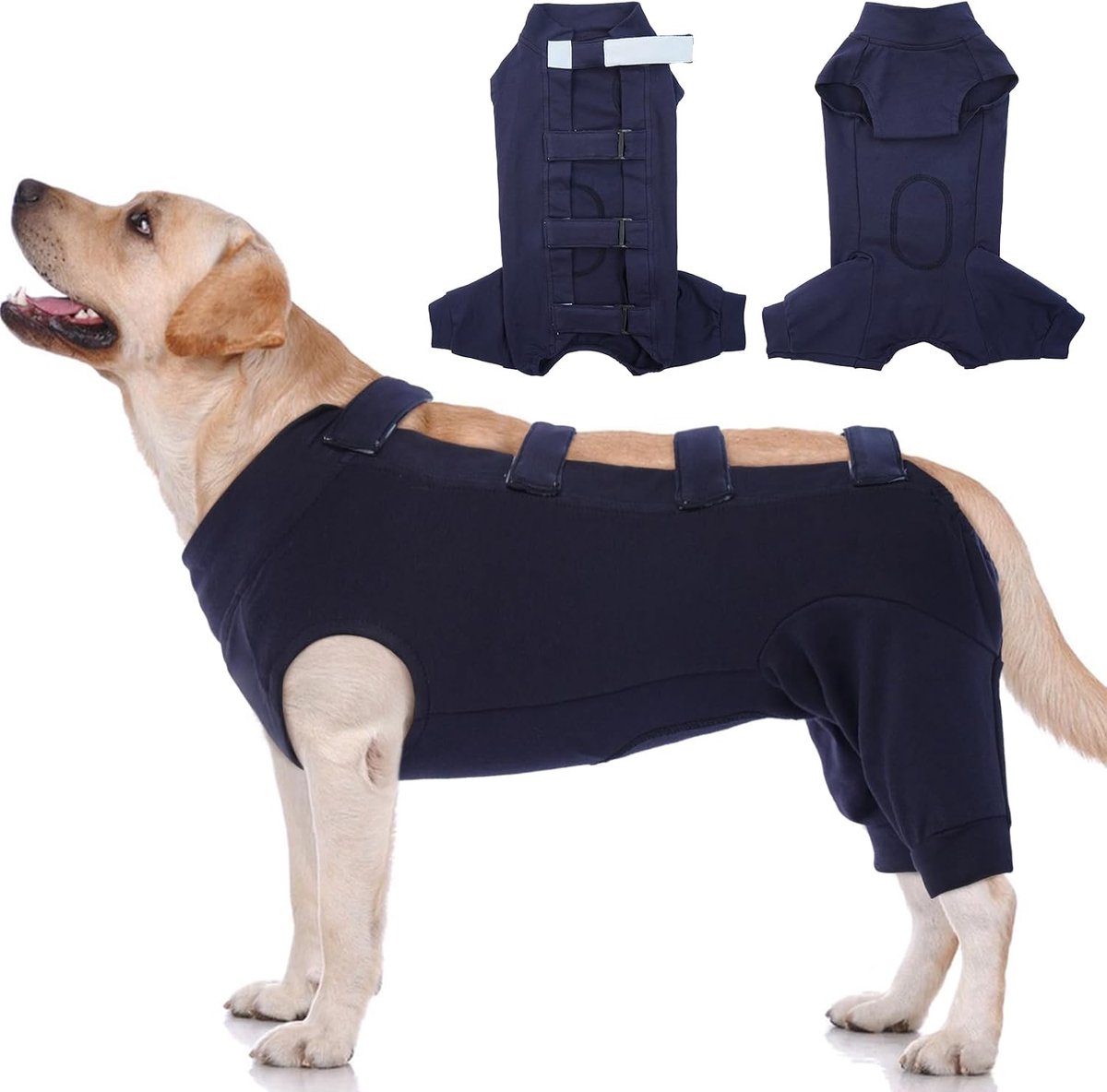 Chirurgiepak voor honden met poten, lange mouwen castratie-herstelpak, tegen likken van wonden, zachte eendelige voor grote hond, chirurgische kleding, postoperatieve vest voor sterilisatie