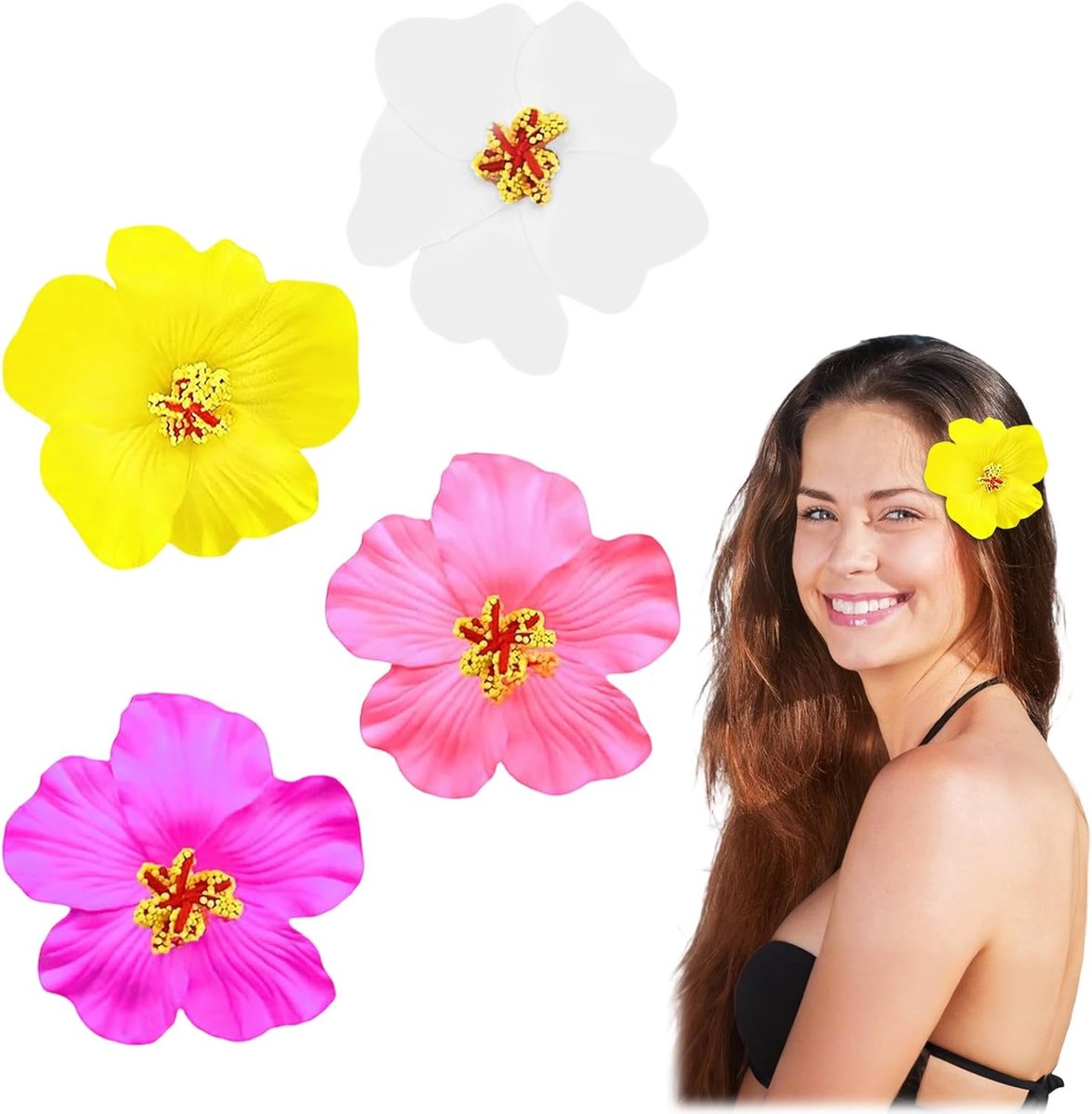 Haarspelden bloem haarspelden Hawaii bloemen haarclips zomer schattige bloemen haarclip plumeria hibiscus haarclip bloemen voor vrouwen voor strandfeesten, vakantie, festival (A)