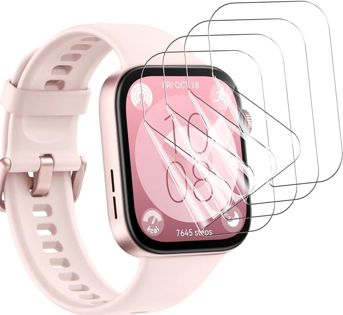 4 stuks flexibele displaybeschermfolie voor Huawei Watch Fit 3, HD transparant/krasbestendig/volledige afdekking, displaybescherming voor Huawei Watch Fit 3 - zachte TPU-folie