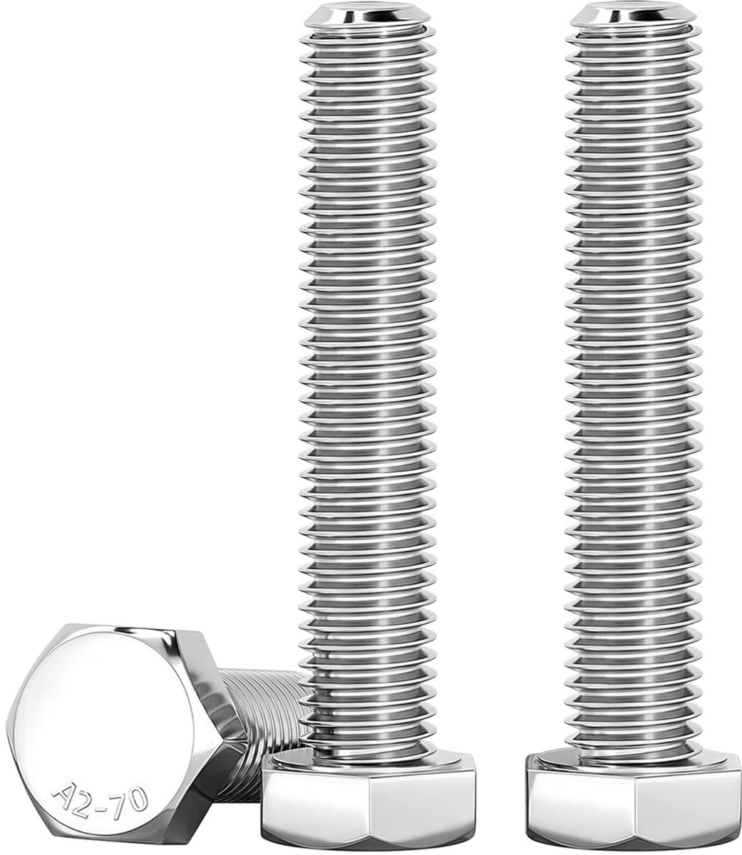 Zeskantschroeven M8 x 60 mm, 10 stuks roestvrij staal A2 V2A zeskantschroef zilver DIN 933 hoge sterkte schroefdraad bouten roestvrij staal