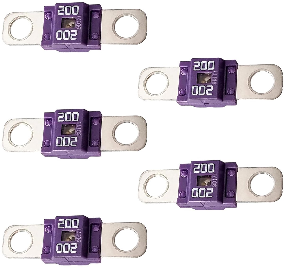 Hoogstroomzekeringen 200 A, 200 A, paars, voor auto, bus, vrachtwagen, caravan, bouwvoertuigen (5 stuks)