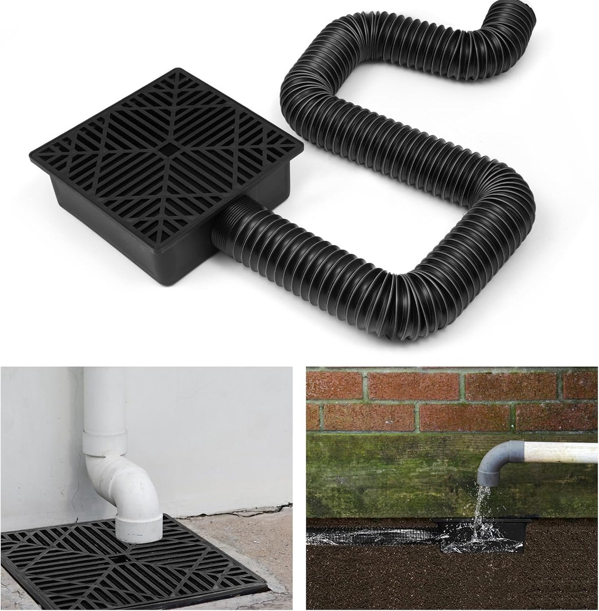 Regenpijpverlenging, flexibele slangverlenging, regenuitloopverlenging voor cement- en gazonvloer voor regenwaterafvoer
