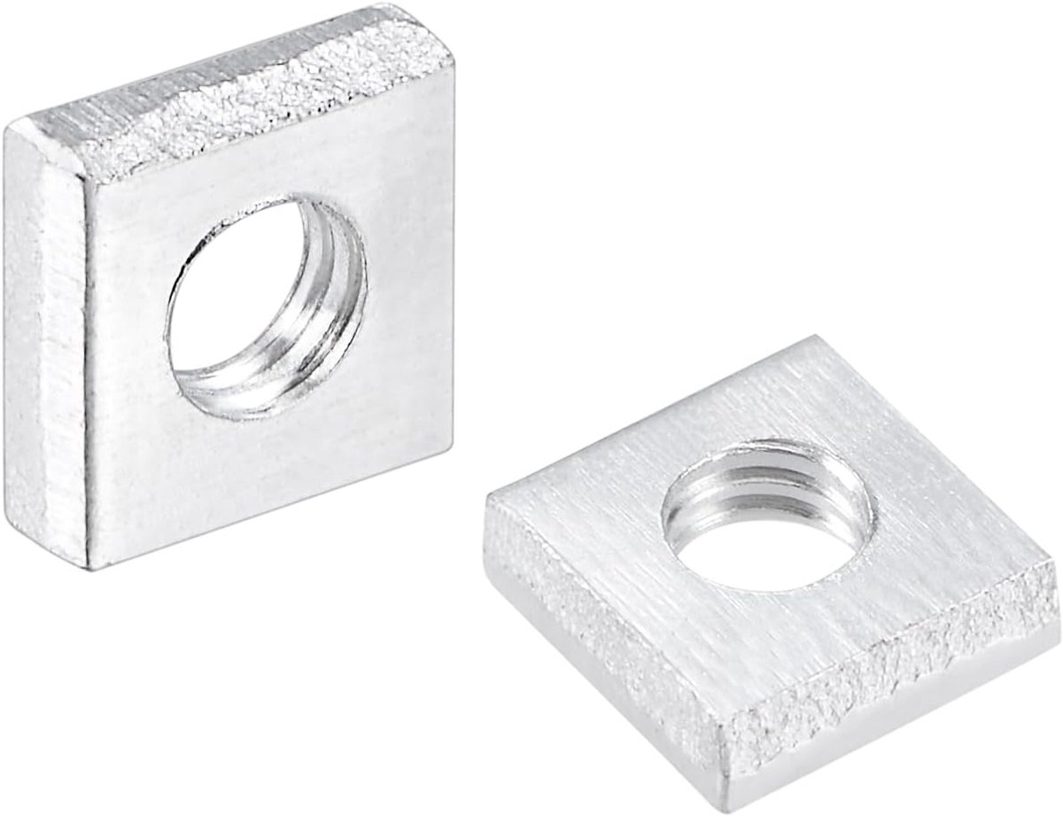 Vierkante moeren, M3x6mmx2mm verzinkt metrisch grof schroefdraad sorteerset, 200 stuks
