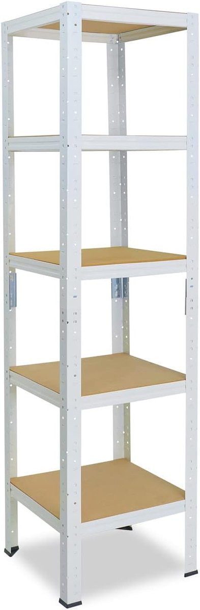 Shelfplaza Home 155x40x40cm metalen stellingkast wit: 5x175kg | stellingen Berging stelling Garagekast Metalen opslagstelling Opbergstelling Zware stelling Opslagrek Garage stelling