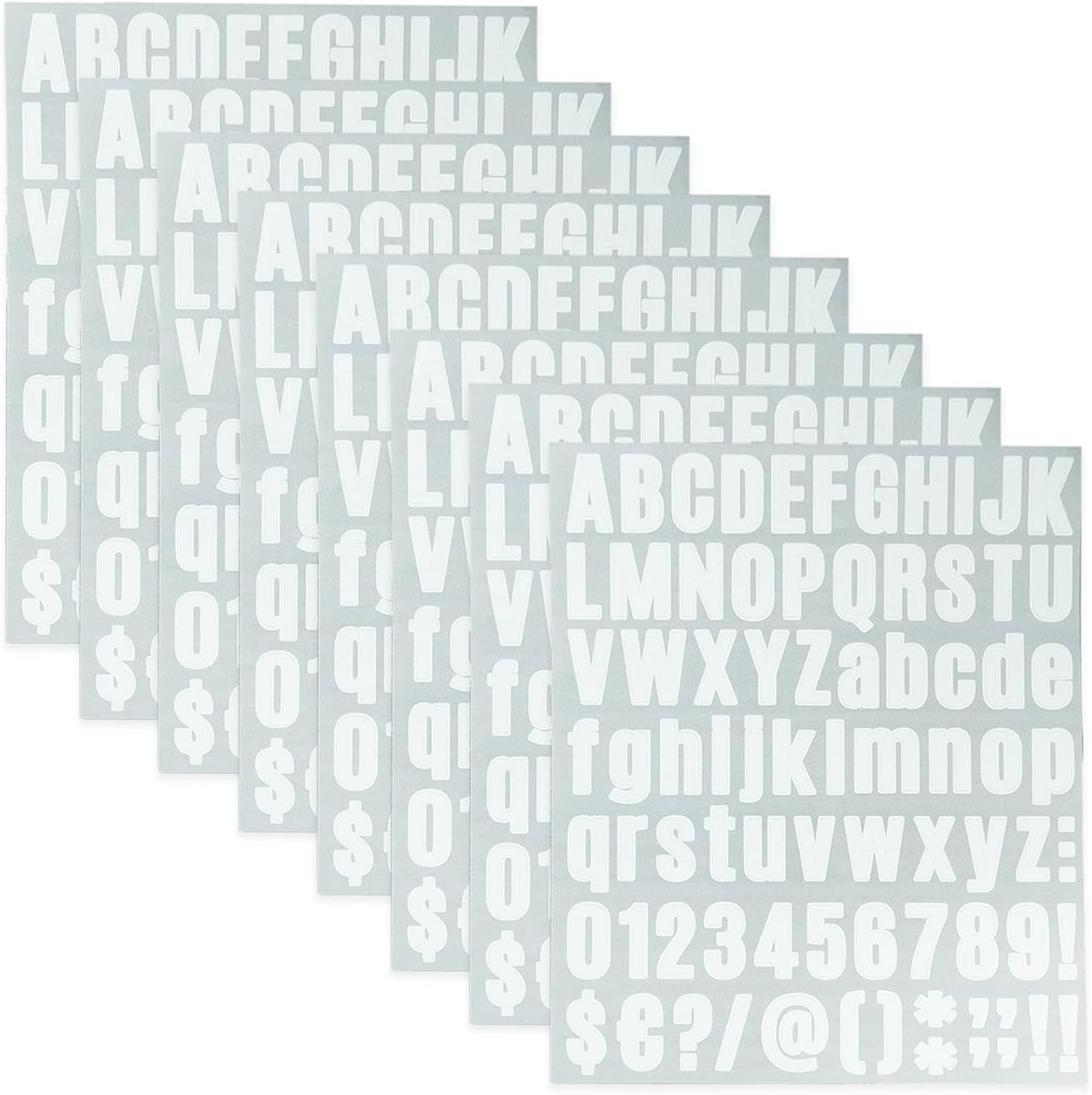8 vellen zelfklevende vinyl lettercijferset, brievenbus nummerstickers voor postbus, borden, ramen, deur, auto's, vrachtwagens, thuis, adresnummer (wit, 2,5 cm)