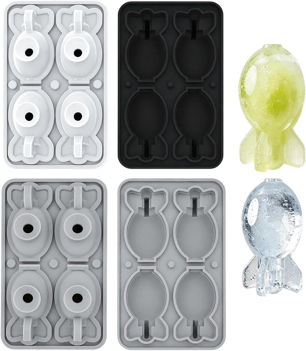 IJsblokjesmaker voor het bereiden van cocktails, 4 sleuven, antiaanbaklaag | IJsblokjesvorm 3D-vorm voor whisky, cocktails, koolzuurhoudende dranken, sappen, limonade, party, dagelijks gebruik, p