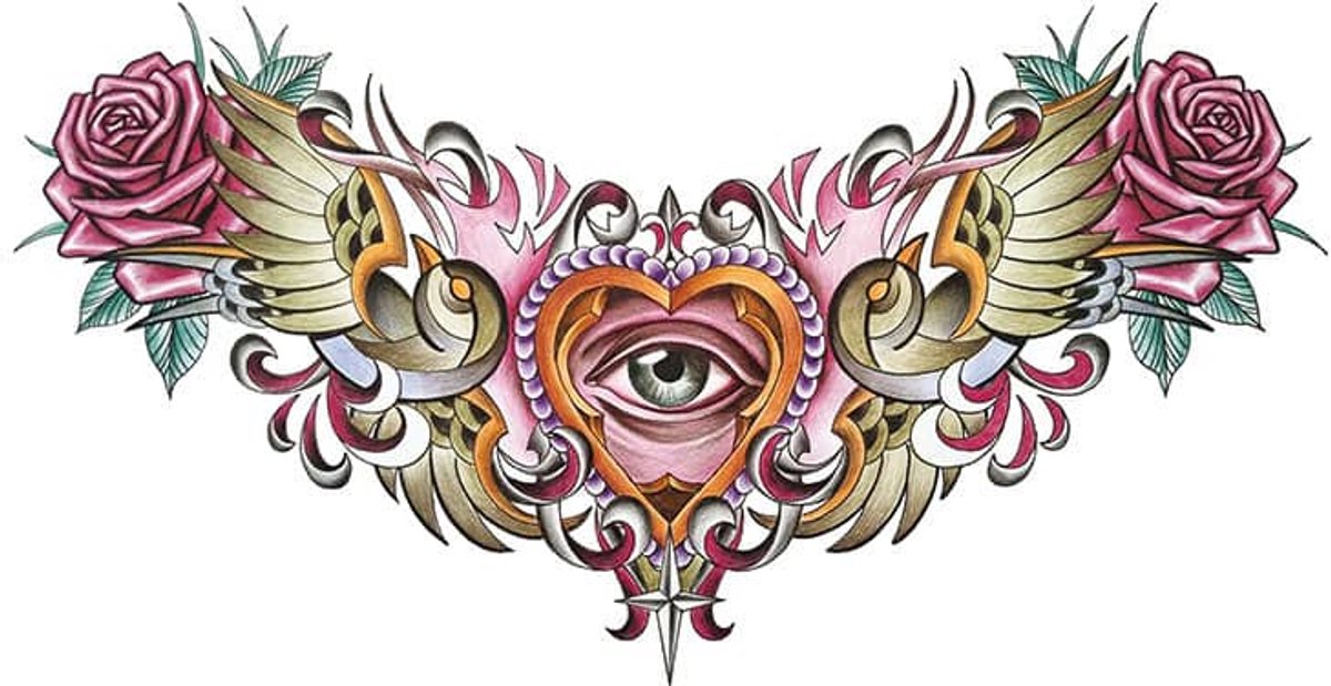 Tijdelijke tattoo alziend oog bloemen 3 dagen