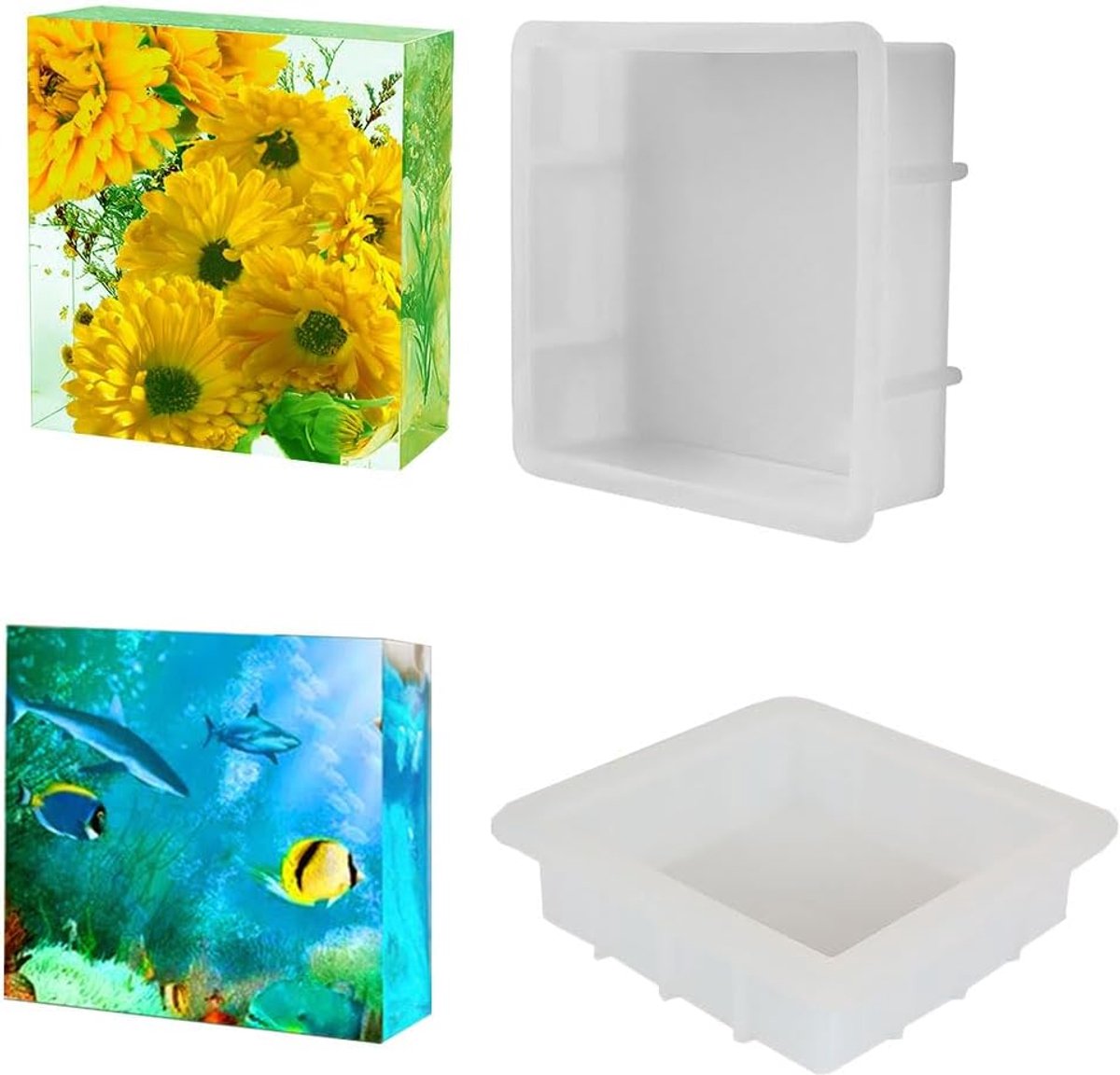 Resin Mold, Large Cube Silicone Mold for Candle Soap Making, Resin Epoxy Casting Molds for DIY Bookends, Paperweight, Dried Flower/Insect Specimen