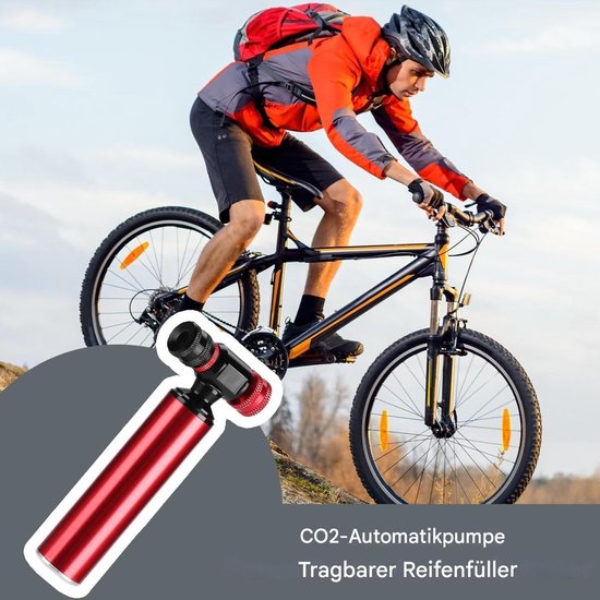 Fietspomp - Bandencompressor Wielgereedschap - Snelle Bandenreparatie - Universele Ventieladapter - 12.5 x 6 x 3 cm - Zwart en Rood — afbeelding 5