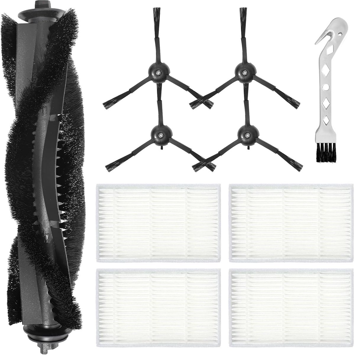 Accessoireset voor Tapo RV30 Max Plus, RV30 Max, RV20 Max Plus, RV20 Max stofzuiger, reserveonderdeel, 1 hoofdborstel, 4 zijborstels, 4 filters