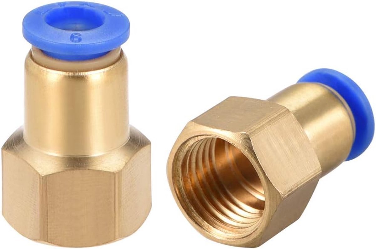 Sourcing map 2 stuks Binnendraad insteekscharnier pneumatische snelkoppelingen 1/4" G 6mm de