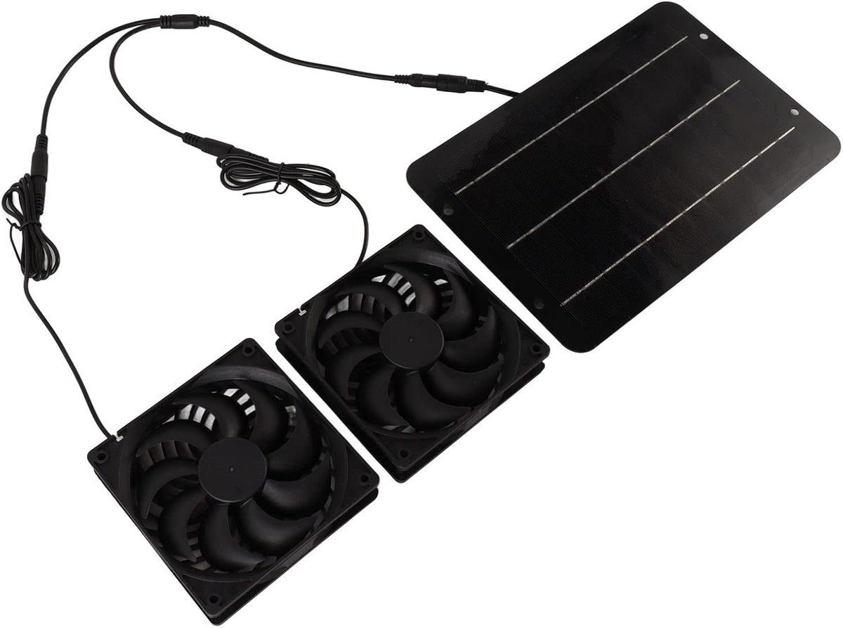 Ventilatorkit op Zonne-energie 10W12V Zonneventilator Dubbele Ventilator op Zonne-energie 10W Zonder Opslagfunctie Fanner met Buitenhuisdierventilatie Afzuigventilator Zonnepaneelventilatorset voor