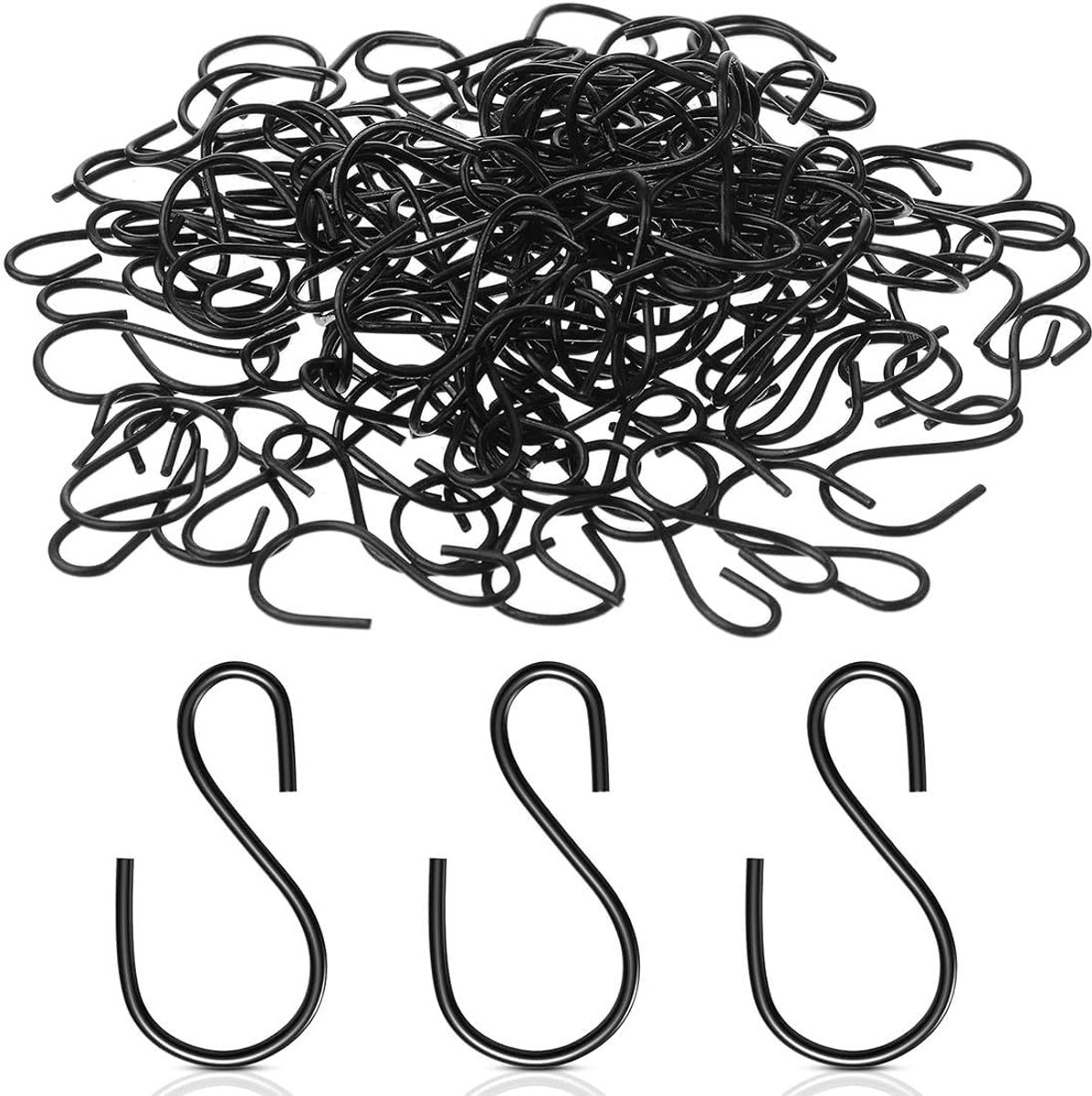 S-haken om op te hangen, S-haken, zwart, kleine S-haken, hanghaken, zwart, mini-ophanghaken, metalen haken voor doe-het-zelf handwerk, hangende sleutelhanger, sieraden, naamplaatje