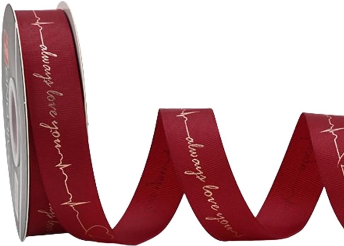 1 rol 2,5 cm x 36 m bordeauxrood decoratief cadeaulint, breed lint, rood cadeaulint, voor bruiloft, doop en verjaardagsgeschenken