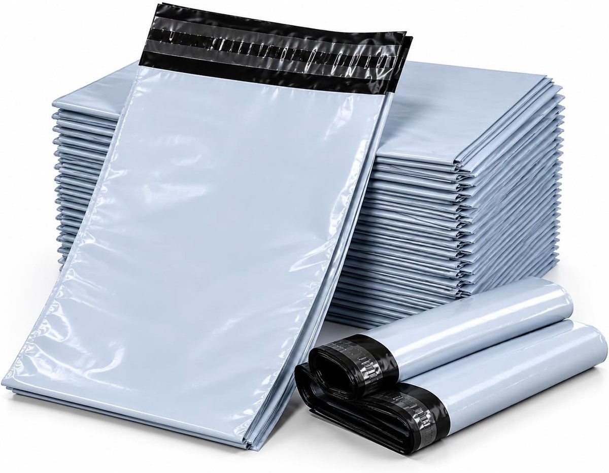 350 stuks foliezakken, zelfklevend, 200 x 350 mm, grijze verzendzakken met zelfklevende sluiting, 20 x 35 cm, verzendzakken, ondoorzichtig, van kunststof, voor kleding en textiel, 350 stuks