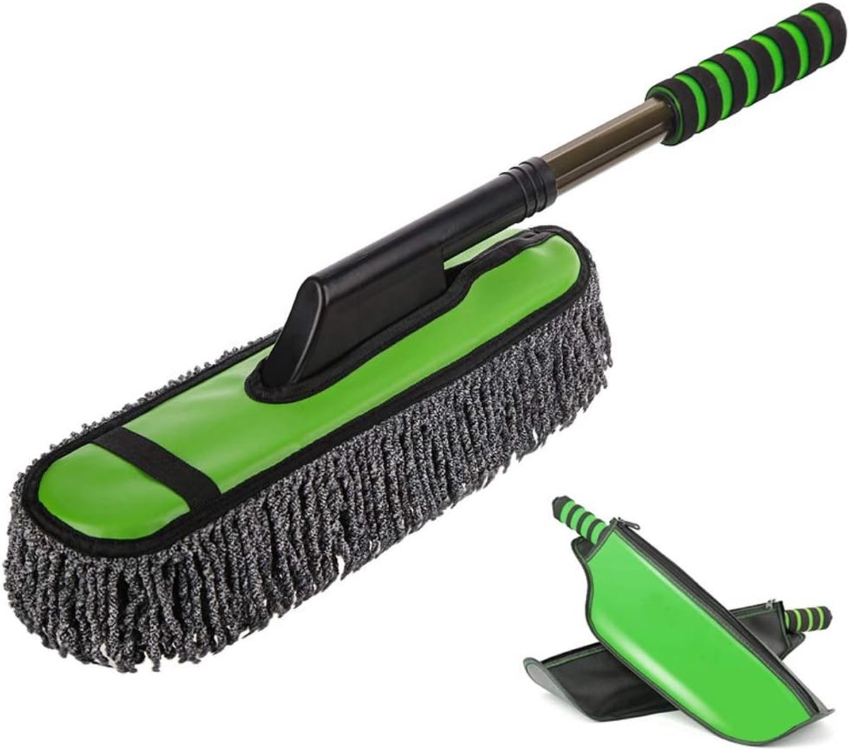doet geen pijn de carwash sweep mop stof voor auto voertuig auto wax stofdoek borstel auto wasborstel telescoping (Color : Green)