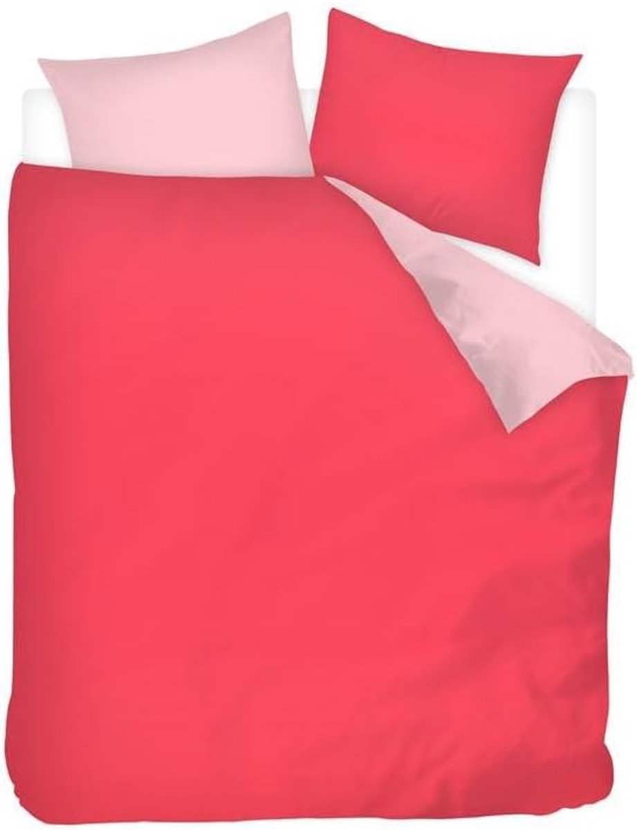 Dekbedovertrek 240x200/220cm - Fuchsia/Roze - 100% katoen - Reversible design - SnelShoppen