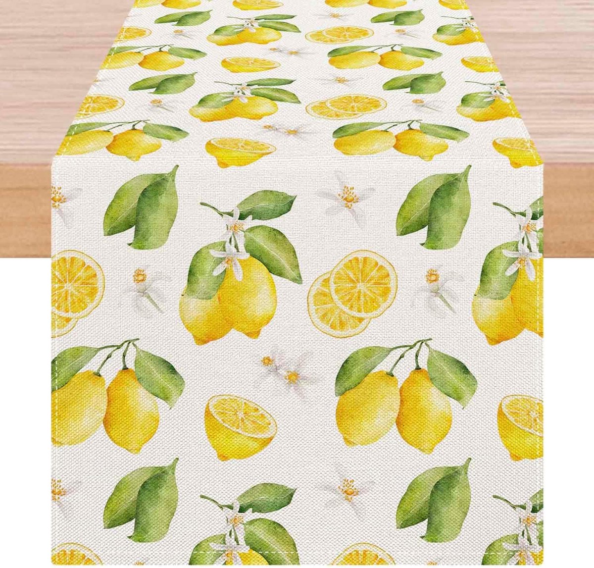 Tafelloper, citroenen, decoratie, modern, lente, zomer, geel, oranje, citroenen, tafeldecoratie, tafelloper, groen, blad, bloemen, boerderij, afwasbaar, keuken, eettafel, decoratie, 40 x 240