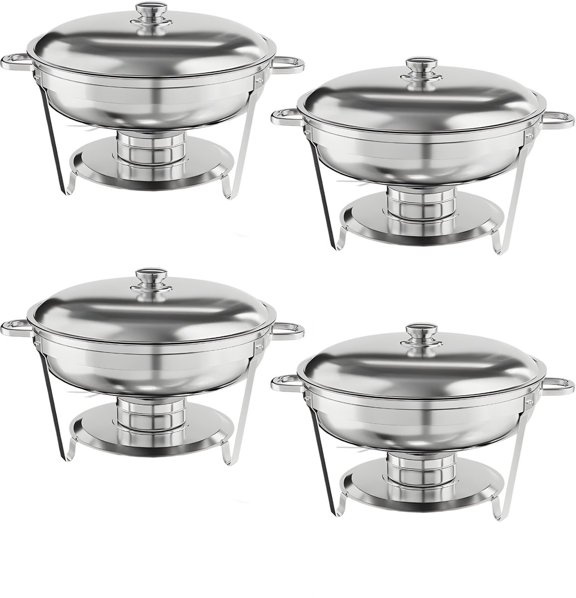 4-Pack Komfoorbuffet - Voor Feesten, Evenementen & Diner - 5 QT Roestvrijstalen Chafer en Voedselverwarmer - Inclusief Waterpan