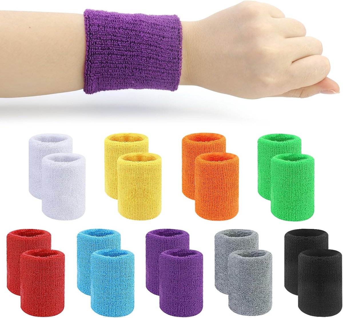 18 stuks kleurrijke sporthorlogebanden voor kinderen, neon zweetband voor kinderen, voor voetbal, basketbal, tennis, gymnastiek