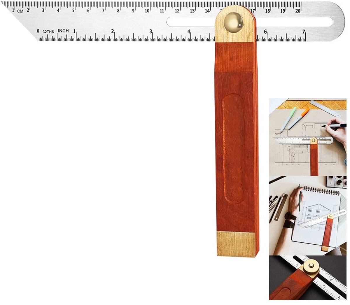 9 Inch Verstelbare Timmerwerk Vierkante Schuine Gauge Houten Sliding T Hardhout Handvat Voor Craftsman Houtbewerking Architect Enginee
