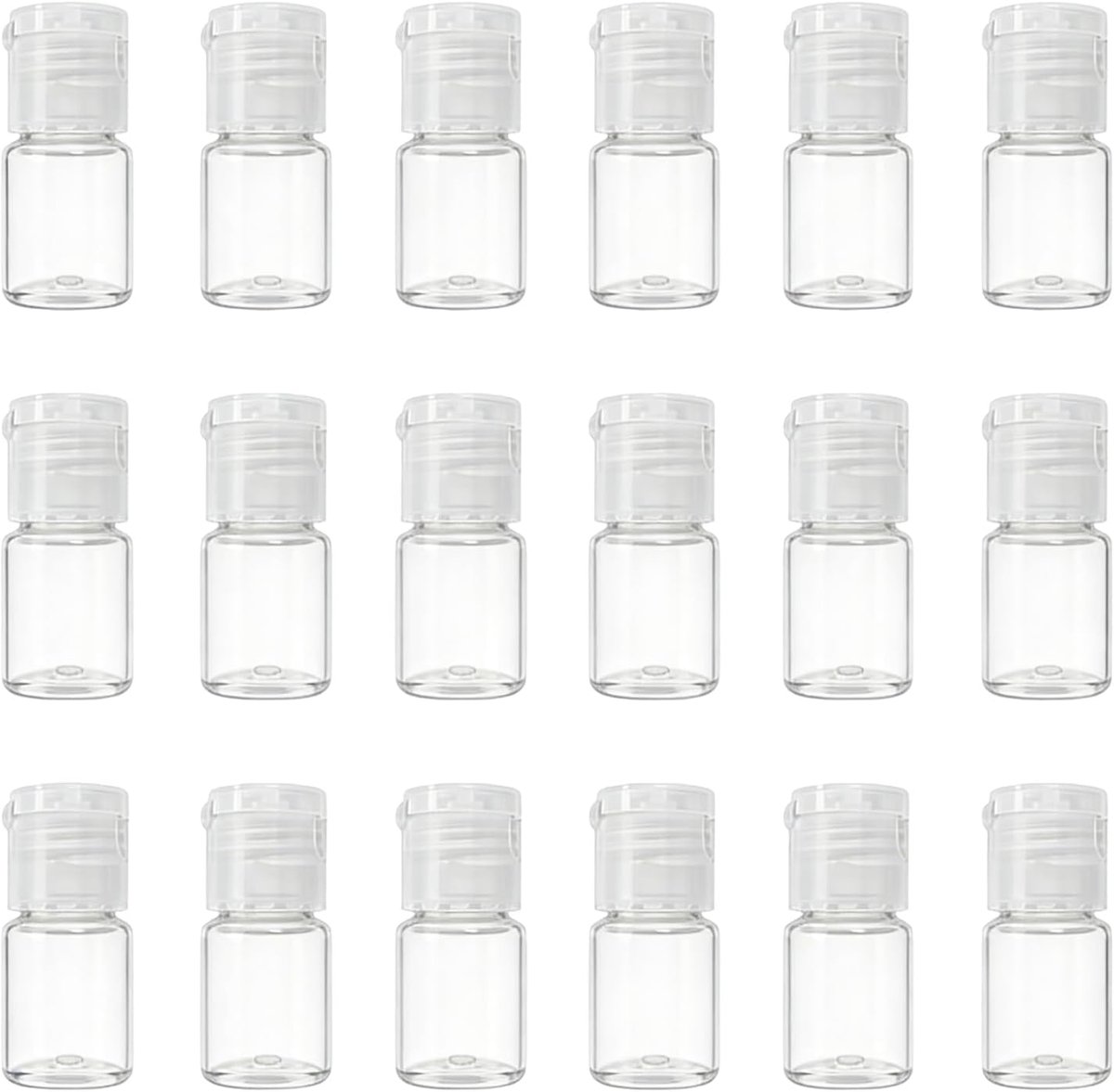 24 Stks 1.8 Oz/5 ml Clear Plastic Lege Flessen Hervulbare Reizen Containers Met Flip Cap Toiletry Flessen Cosmetische Sample Voor Shampoo Body Wash Lotion Cream Toner Essentiële Olie, Transparant, 5ml