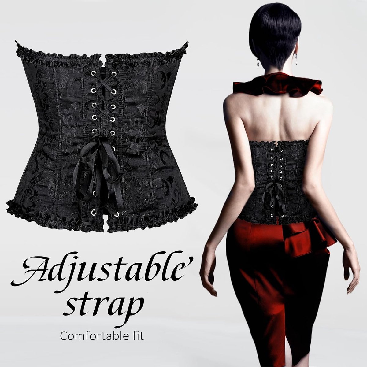 Korset voor dames, korset, top, zwart, gothic, bustiers, korset, kant, bovenstuk, burlesque, outfit, body shaper