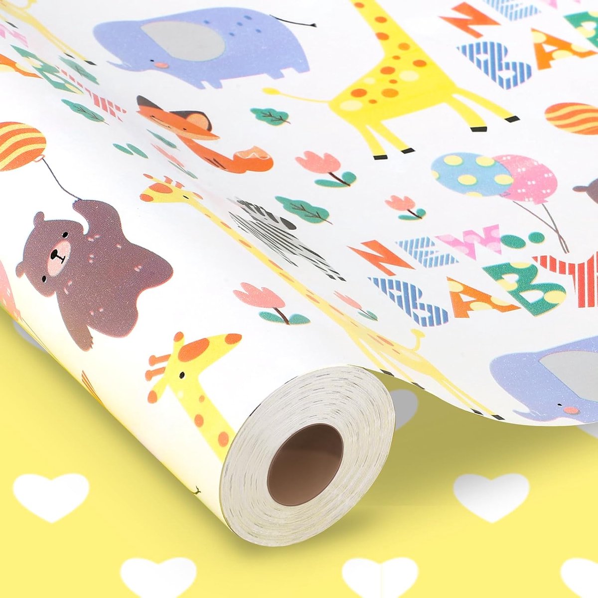 Cadeaupapier 43 cm x 15 m - Dubbelzijdig ontwerp - Voor geboorte en verjaardagen - Geschikt voor meisjes en jongens - SnelShoppen