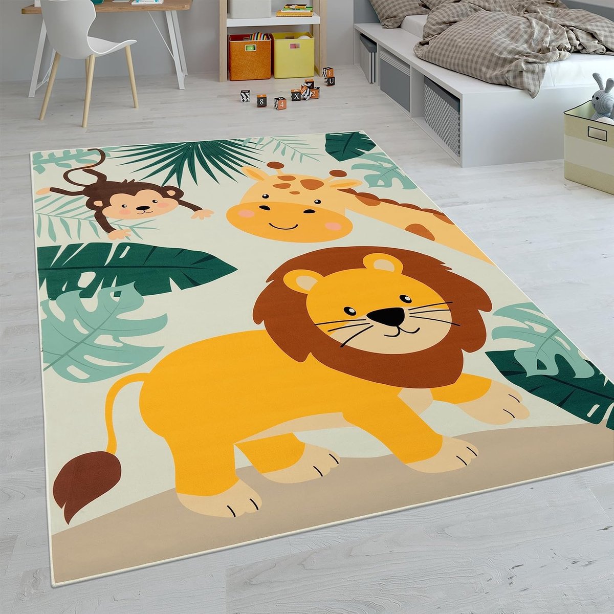Home Vloerkleden Voor Kinderen Laagpolige Vloerkleden Voor Kinderkamer Met Versch. Designs Speelvloerkleden Meerkleurig, Maat:160x220 cm, Kleur:Beige 3