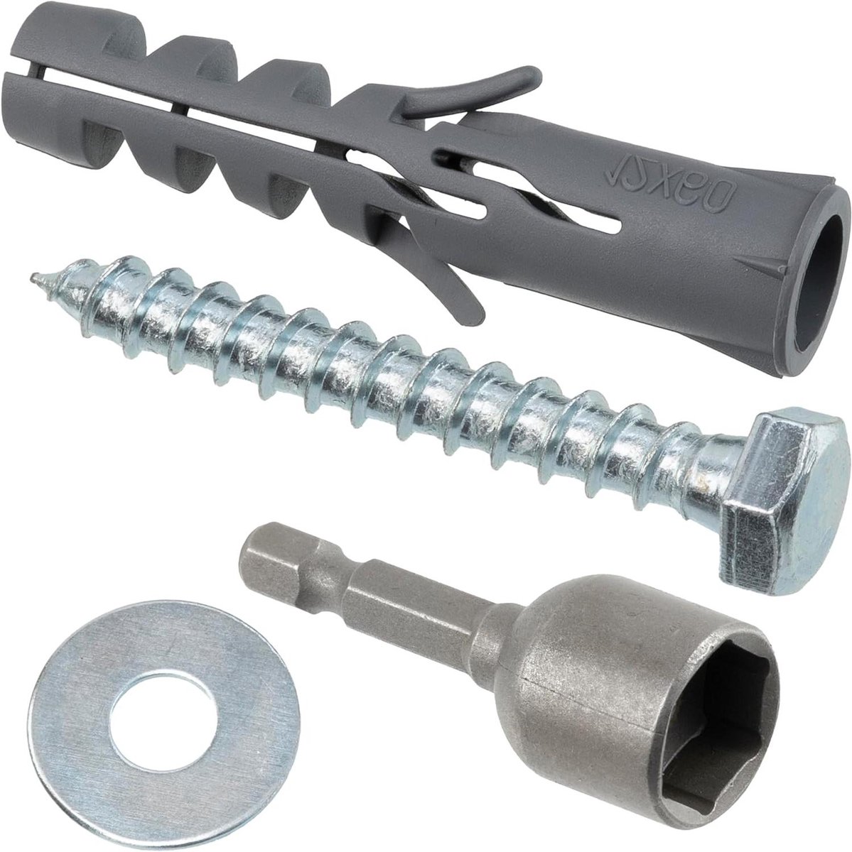 Nylon Plug Set - Pluggen en Schroeven - Montage in Steen - Met Kraag en Brede Ring - 12x60 mm
