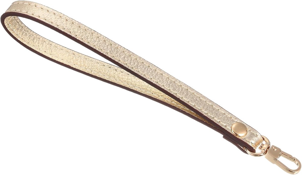 Leren armband, 18 cm (7,48 inch), vervangende armband, handtas, portemonnee, sleutelhanger, tas (goud, goud)