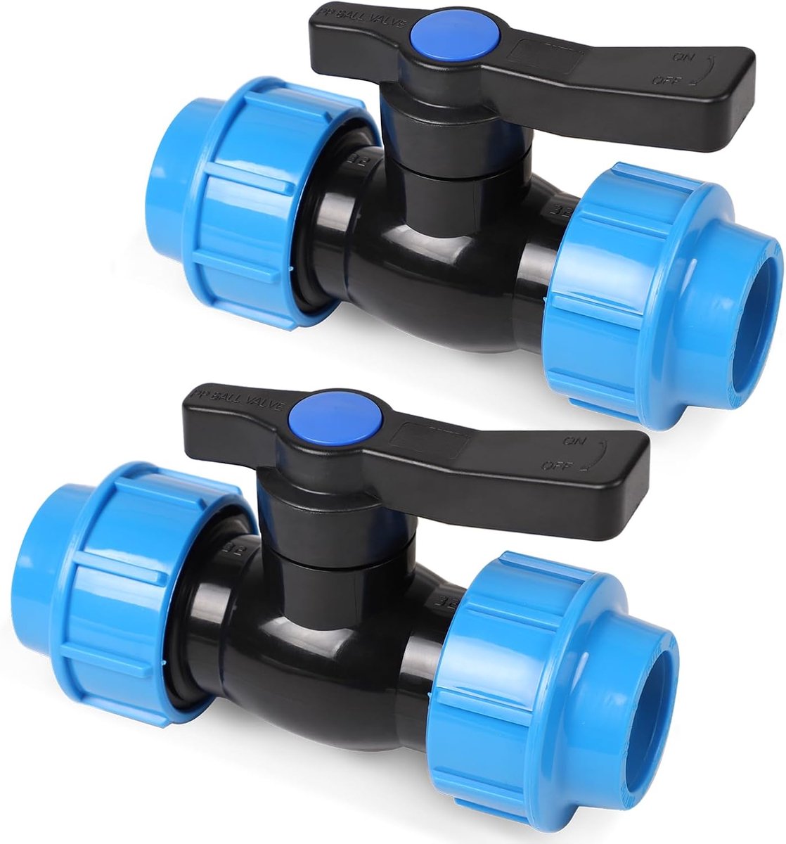 2 stuks kogelkraan voor PE-buis 32 mm PP-fitting schroefverbinding aanvoerbuis connector afsluitventiel voor PE-buis PE buis schroefverbinding