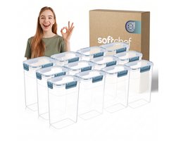 Boîte profonde Soft Chef Clara – Ensemble de conservation alimentaire 12 pièces (12 x 3 400 ml) – Sans BPA – Hermétique – Compatible lave-vaisselle, congélateur et micro-ondes – Étiquettes et Marker inclus – Couvercle rouge à clipser