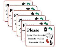 6 Stuks Stickers Voor Vrouwelijke Producten die Niet Doorgespoeld Mogen Worden, Toiletborden Smartsigns voor Niet Doorspoelen Herinneringsstickers voor Openbare Toiletten Niet Doorspoelen