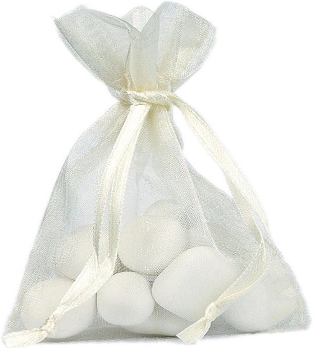 Zakjes 10 stuks ivoor ca. 7,5 x 10 cm - organza zakje zakje stx.2462