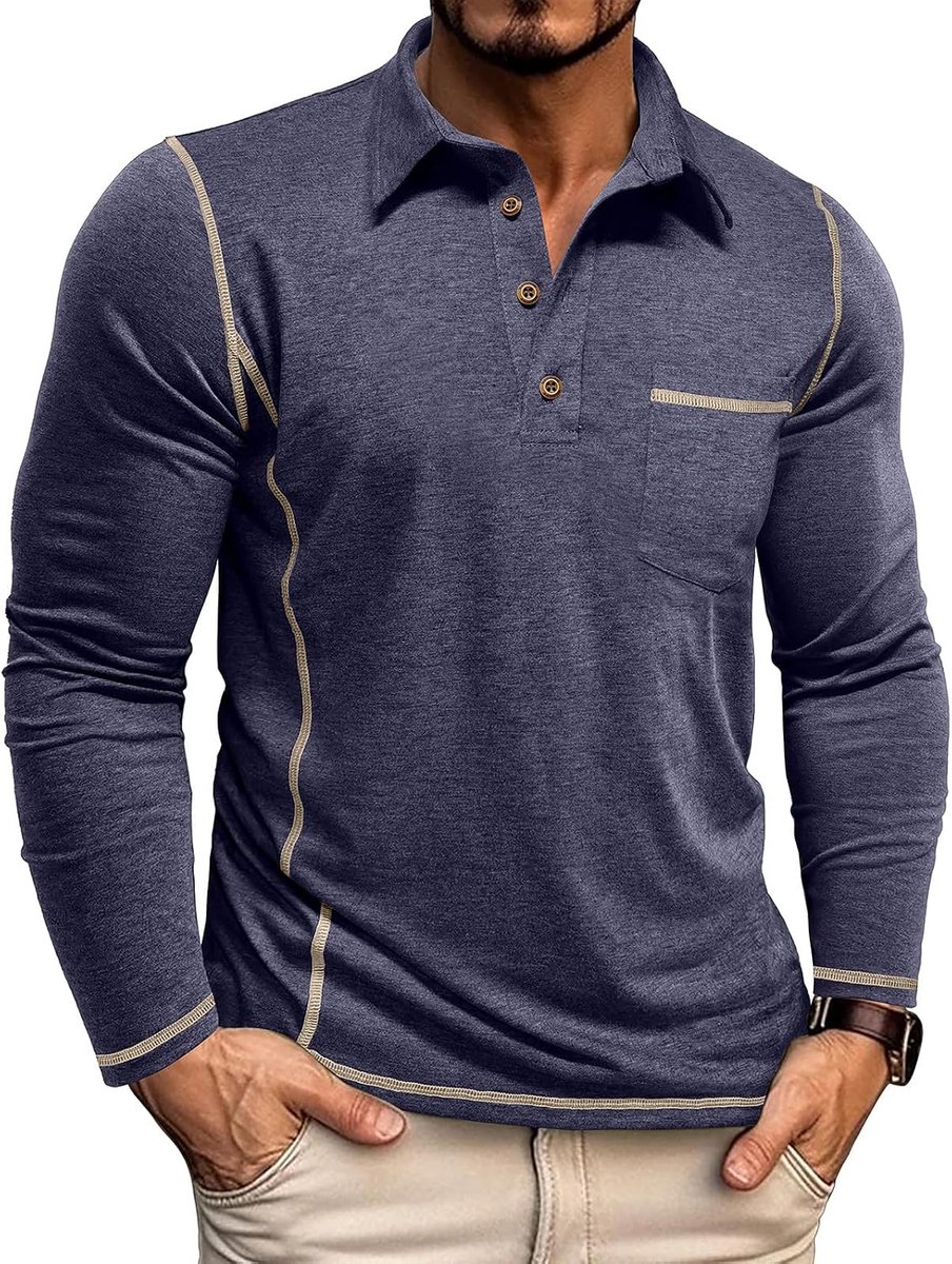 Poloshirt voor heren, lange mouwen, poloshirt, T-shirts voor heren, sport, slim fit, golf, poloshirt