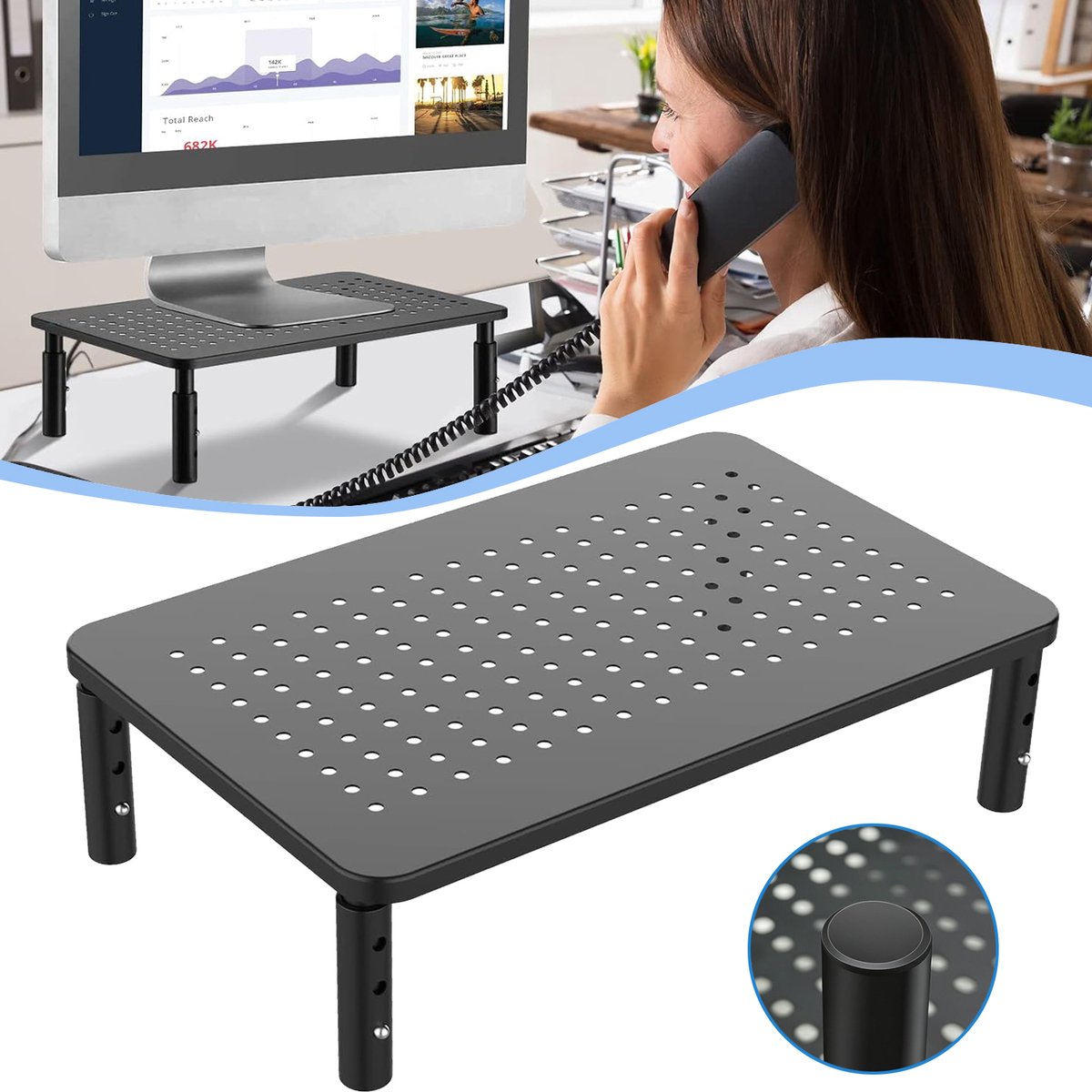 Computermonitorstandaard Verhoger - Metalen PC-Standaard - Computerstandaard Voor Monitor Laptop En Printer