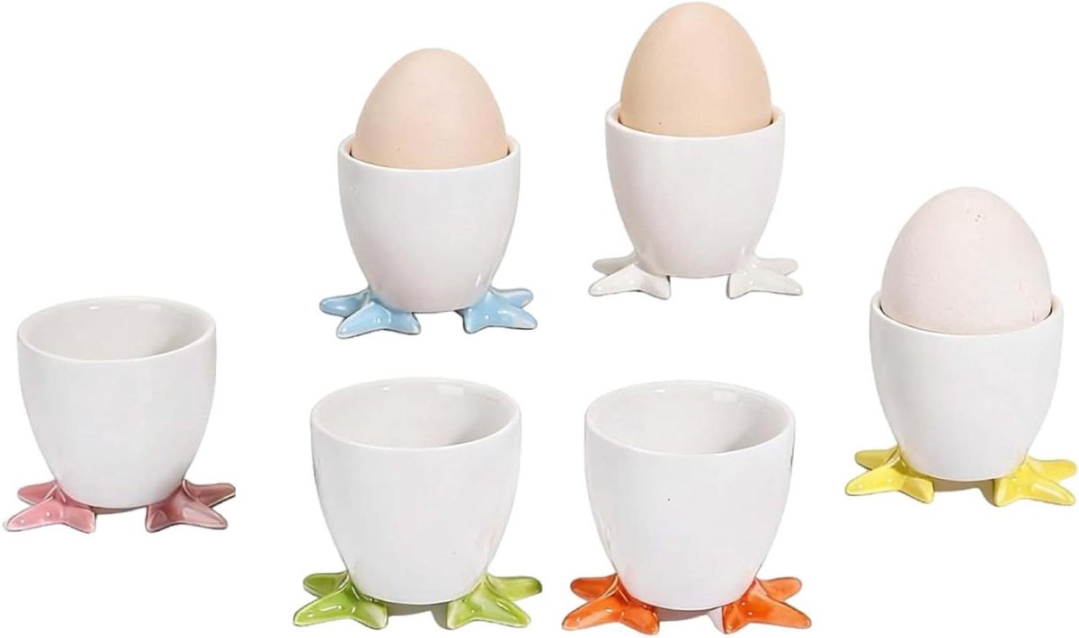 Eierdopjes Set - Porseleinen Houders - Ontbijt Serveren - Klassiek Design - 6 Stuks - Wit